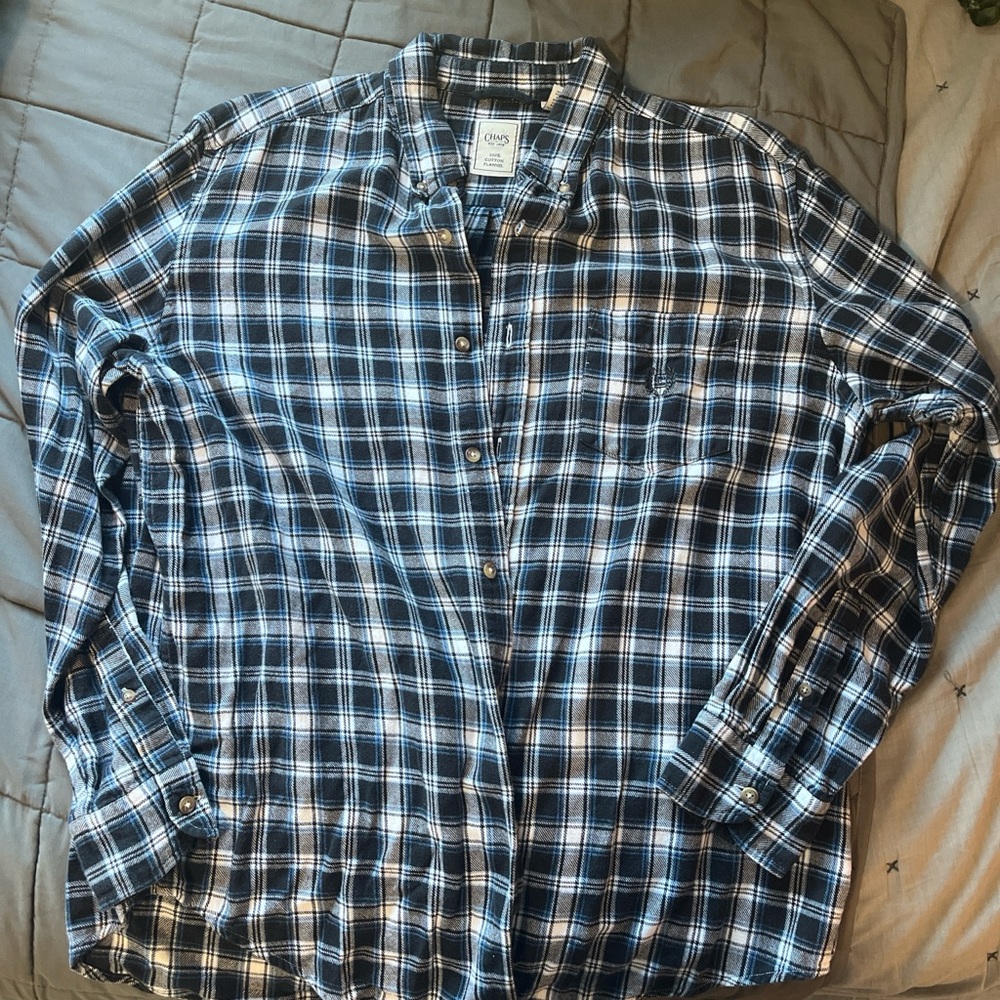 Chaps Navy and White Checkered Shirt